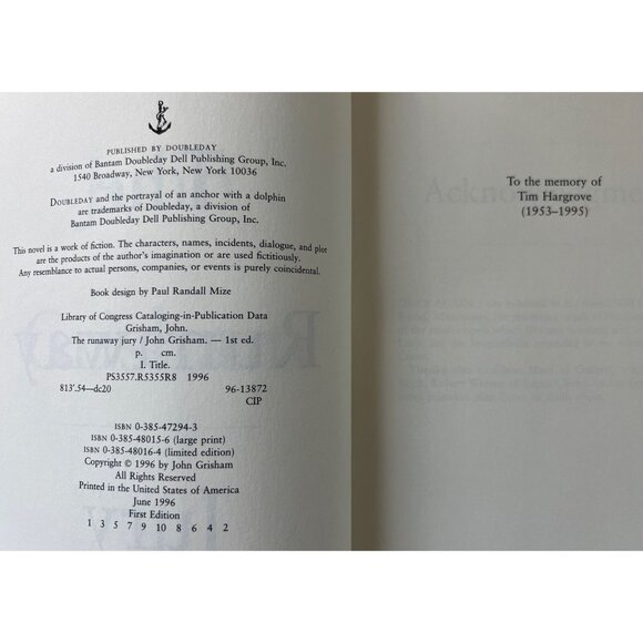 John Grisham Lot of 3 (Partner, Runaway Jury, Rainmaker) Hardcover 1st Ed. Books - Picture 7 of 9